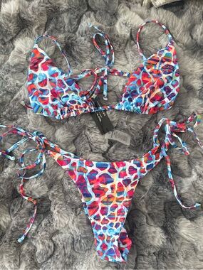 Vibrant Multicolor Tie-Side Bikini - Triangle Top